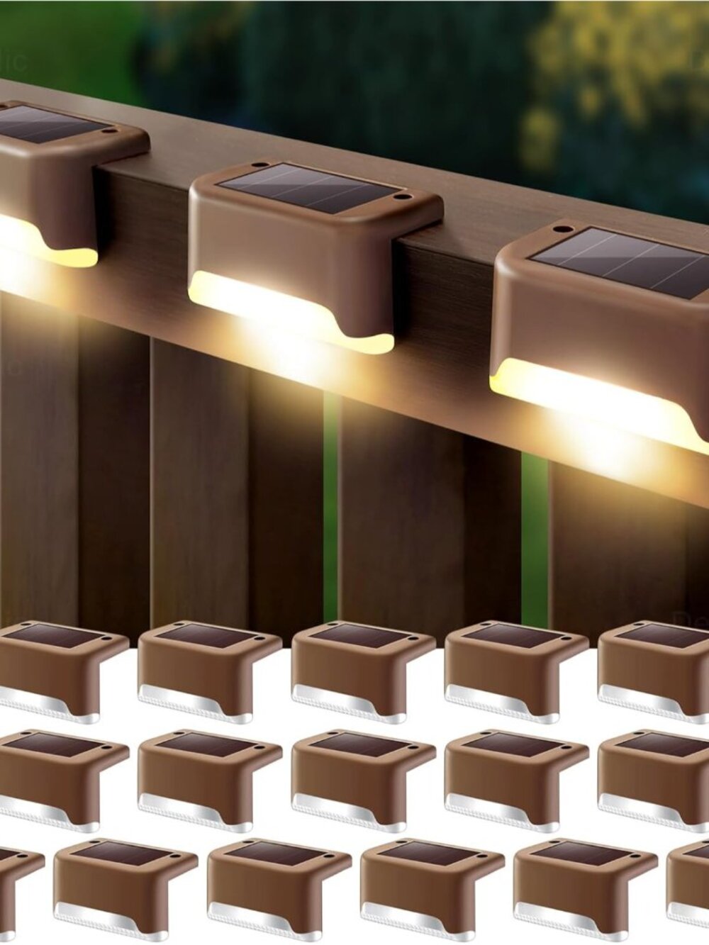 16 Pack Solar Deck Lights Outdoor Waterproof 4000K Warm White LED